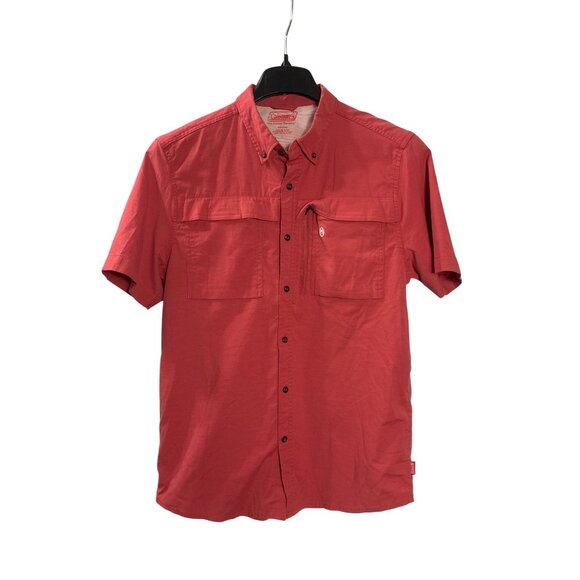 Coleman Mens Red Outdoor Short Sleeve Button Front Shirt Size L - Picture 1 of 4